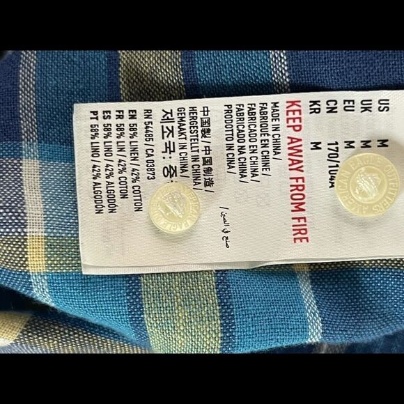 Slim Fit plaid Linen Blend Button Down Shirt - Picture 5 of 6